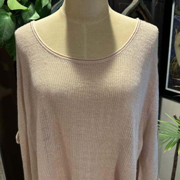 Umgee Blush Open Tie Bell Sleeve light weight oversized sweater - Picture 9 of 16